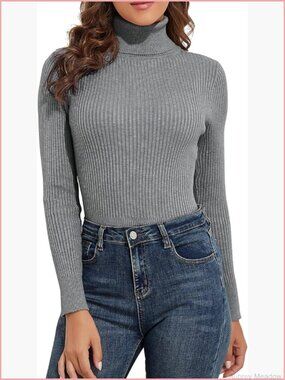 Ribbed Turtleneck Long Sleeve Pullover Sweater